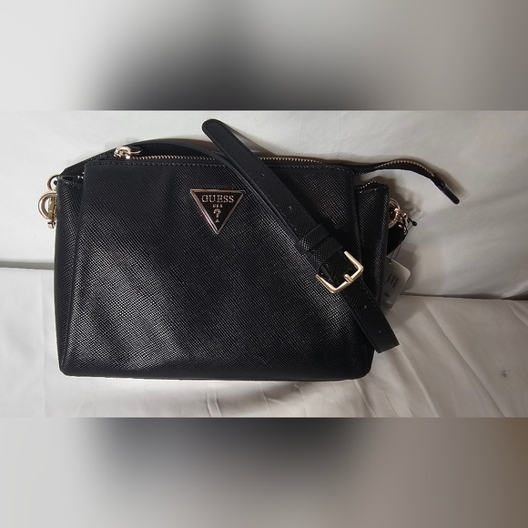 GUESS Noelle triple compartment faux-leather women's small crossbody bag - Black - Picture 2 of 13